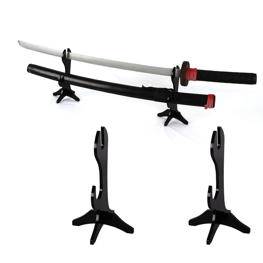 WANLIAN Katana Stand Samurai Knife Holder Acrylic Horizontal Display Sword Stand for Display Katana Samurai Sword(Black)