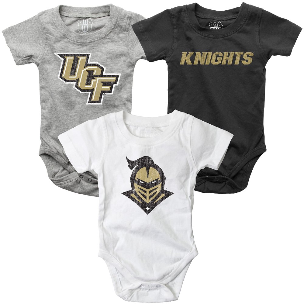 Wes and Willy Baby College Team 3 Pack of Cotton Rompers(Central Florida Knights, 12 Month)