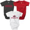 Wes and Willy Baby College Team 3 Pack of Cotton Rompers(Arkansas, 6 Month) view 1