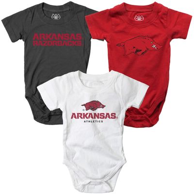 Wes and Willy Baby College Team 3 Pack of Cotton Rompers (Arkansas, 12 Month)