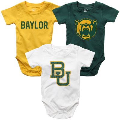 Wes and Willy Baby College Team 3 Pack of Cotton Rompers(Baylor Bears, 6 Month)