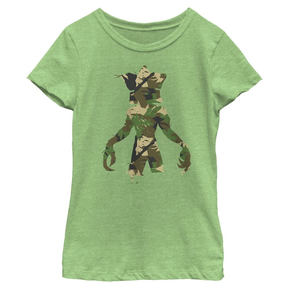 Netflix Girls Stranger Things Camo Monster Short Sleeve Tee T Shirt, Green Apple, Small US