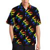 BAIKUTOUAN Love LGBT Gay Pride Men's Shirt Button Down Short Sleeve Hawaiian Shirts Top for Beach Business Casual XL view 1