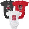 Wes and Willy Baby College Team 3 Pack of Cotton Rompers(North Carolina State Wolfpack, 6 Month) view 1