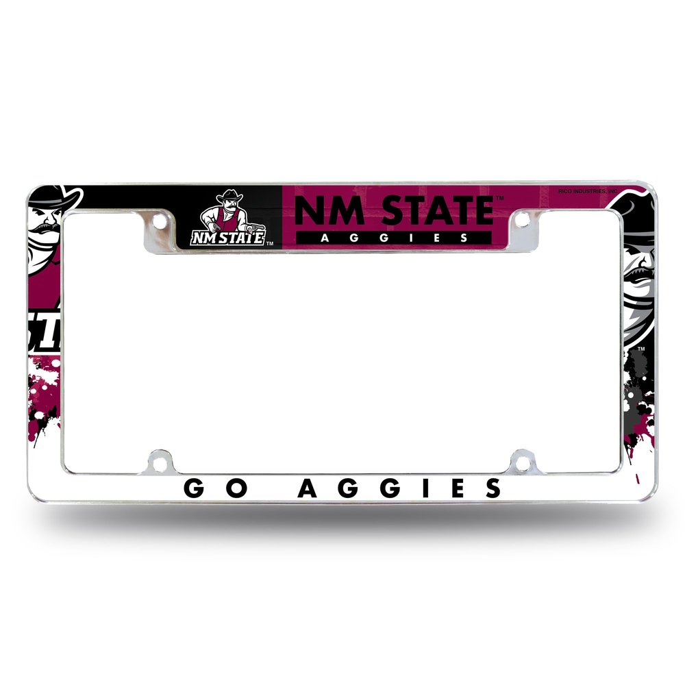 Rico Industries NCAA New Mexico State Aggies Primary 12" x 6" Chrome All Over Automotive License Plate Frame for Car/Truck/SUV