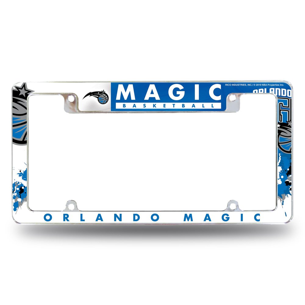 Rico Industries NBA Orlando Magic Primary 12" x 6" Chrome All Over Automotive License Plate Frame for Car/Truck/SUV