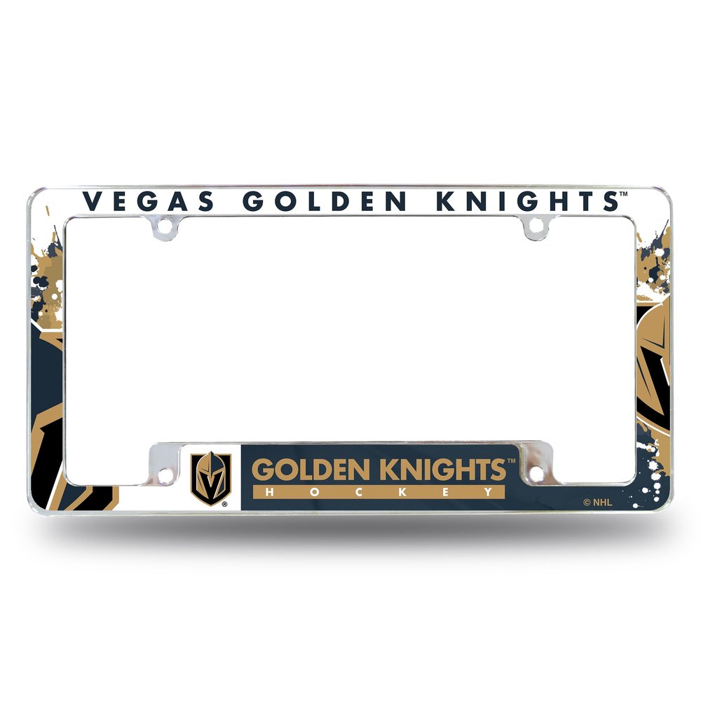 Rico Industries NHL Vegas Golden Knights Primary 12" x 6" Chrome All Over Automotive License Plate Frame for Car/Truck/SUV