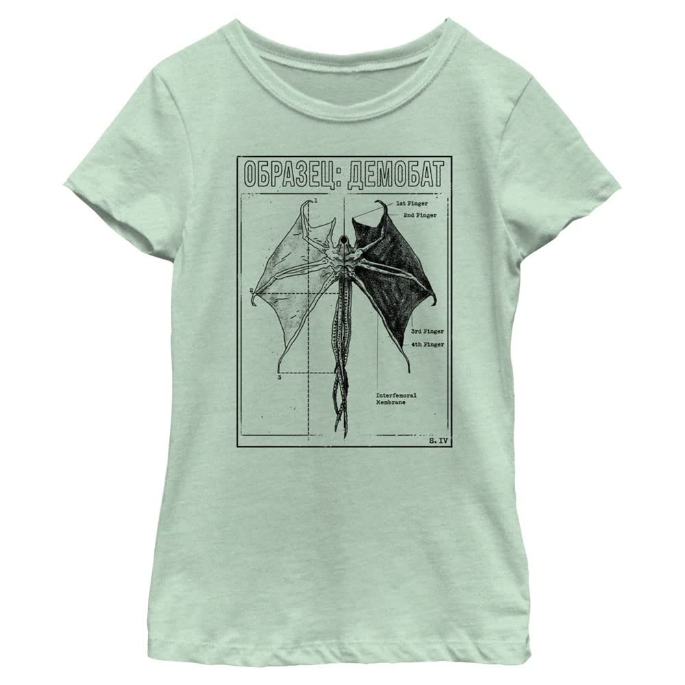 Netflix Girls Stranger Things Demobat Short Sleeve Tee T Shirt, Mint, X-Large US
