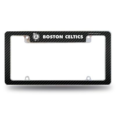 Rico Industries NBA Boston Celtics Carbon Fiber 12" x 6" Chrome All Over Automotive License Plate Frame for Car/Truck/SUV