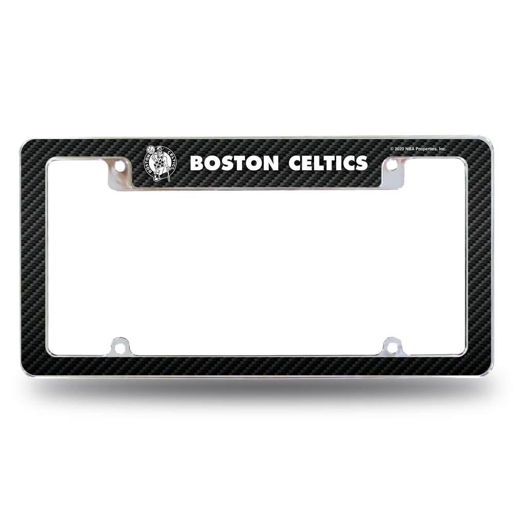 Rico Industries NBA Boston Celtics Carbon Fiber 12" x 6" Chrome All Over Automotive License Plate Frame for Car/Truck/SUV