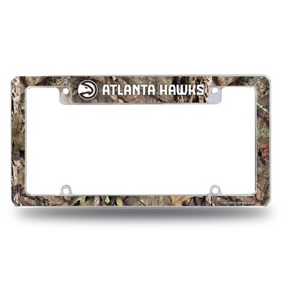 Rico Industries NBA Atlanta Hawks Mossy Oak 12" x 6" Chrome All Over Automotive License Plate Frame for Car/Truck/SUV