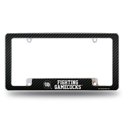 Rico Industries NCAA South Carolina Gamecocks Carbon Fiber 12" x 6" Chrome All Over Automotive License Plate Frame for Car/Truck/SUV