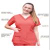 Adar Pro Scrubs for Women - Elevated V-Neck Scrub Top - P4212 - Heather Apple - XS view 3