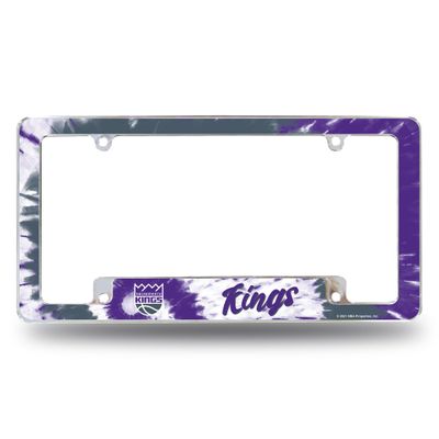 Rico Industries NBA Sacramento Kings Tie Dye 12" x 6" Chrome All Over Automotive License Plate Frame for Car/Truck/SUV