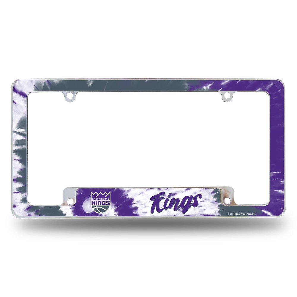 Rico Industries NBA Sacramento Kings Tie Dye 12" x 6" Chrome All Over Automotive License Plate Frame for Car/Truck/SUV