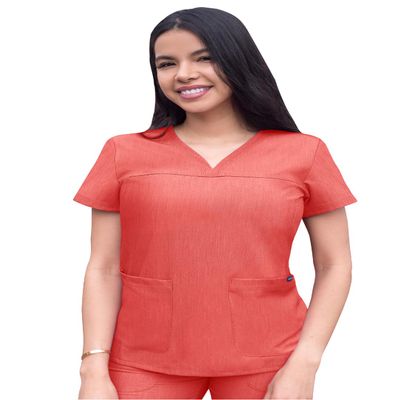 Adar Pro Scrubs for Women - Sweetheart V-Neck Scrub Top - P4210 - Heather Apple - XXS