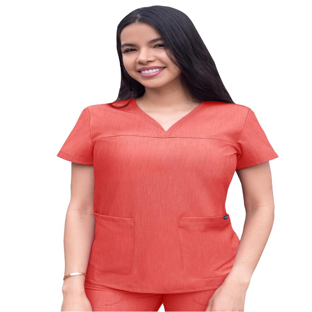 Adar Pro Scrubs for Women - Sweetheart V-Neck Scrub Top - P4210 - Heather Apple - XXS