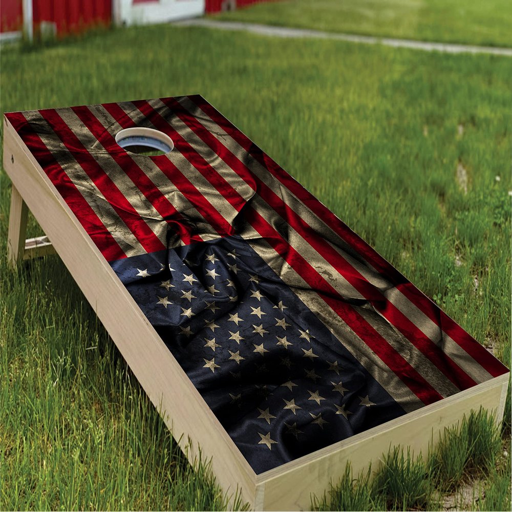 Beerpongtoss Cornhole Board Wraps, 30+ Designs Cornhole Decals and Wraps for Boards (Set of 2), Bean Bag toss Wrap Stickers (Cloth Flag)