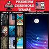 Beerpongtoss Cornhole Board Wraps, 30+ Designs Cornhole Decals and Wraps for Boards (Set of 2), Bean Bag toss Wrap Stickers (Glowing Flag) view 4