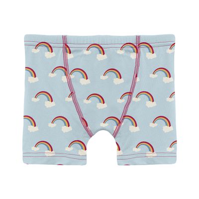 KicKee Pants Boys Boxer Brief Underwear, Silky Soft Printed Boxer Briefs for Boys and Kids, Lightweight and Breathable (Spring Sky Rainbows - XL-12/14)