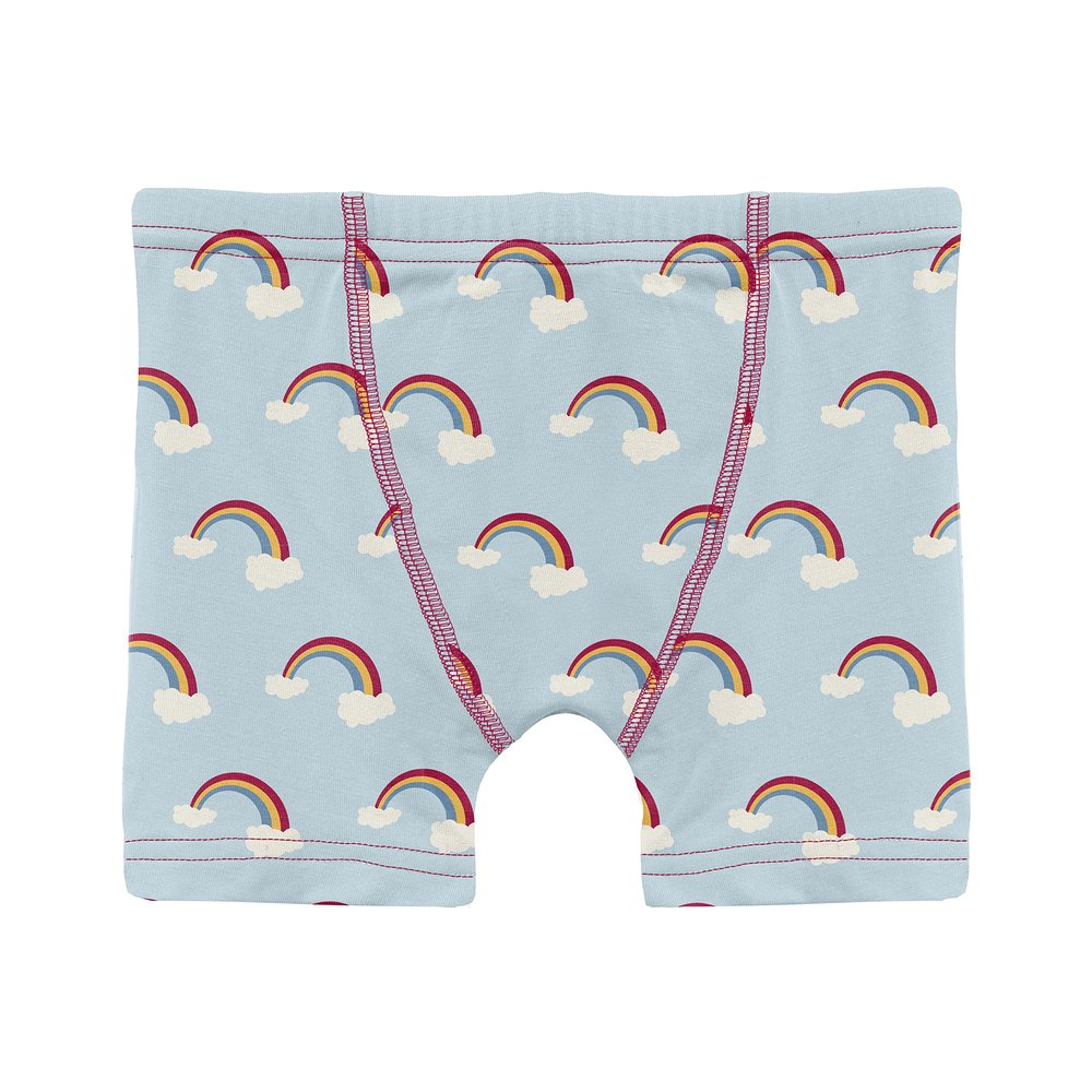 KicKee Pants Boys Boxer Brief Underwear, Silky Soft Printed Boxer Briefs for Boys and Kids, Lightweight and Breathable (Spring Sky Rainbows - XL-12/14)