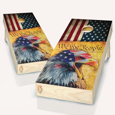 American Flag Eagle We The People Cornhole Board Vinyl Wrap Laminated Sticker Set Decal