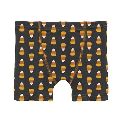 KicKee Boys Halloween Boxer Brief Underwear, Silky Soft Printed Boxer Briefs for Boys and Kids, Lightweight and Breathable (Midnight Candy Corn - 2T-3T)