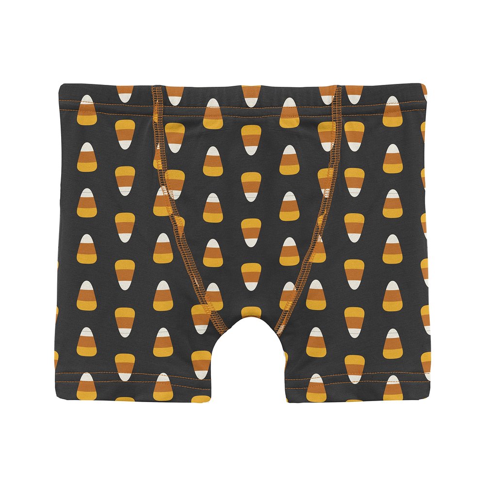 KicKee Boys Halloween Boxer Brief Underwear, Silky Soft Printed Boxer Briefs for Boys and Kids, Lightweight and Breathable (Midnight Candy Corn - 2T-3T)