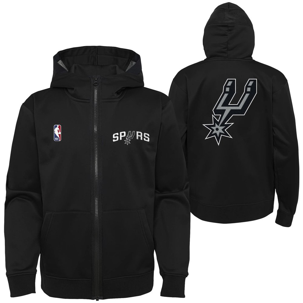 Outerstuff NBA Boys Youth Pull Overtlight Lightweight Hooded Full Zip Jacket, San Antonio Spurs, Medium (10-12)
