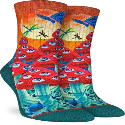 Good Luck Sock Women's Magic Mushrooms Socks, Adult, Shoe Size 5-9