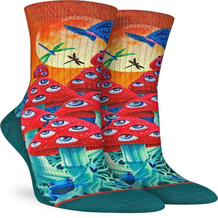 Good Luck Sock Women's Magic Mushrooms Socks, Adult, Shoe Size 5-9