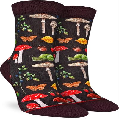 Good Luck Sock Women's Mushrooms, Snails and Bugs Socks, Adult, Shoe Size 5-9
