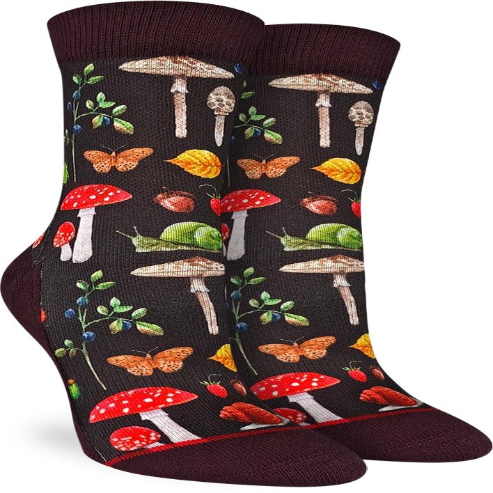 Good Luck Sock Women's Mushrooms, Snails and Bugs Socks, Adult, Shoe Size 5-9