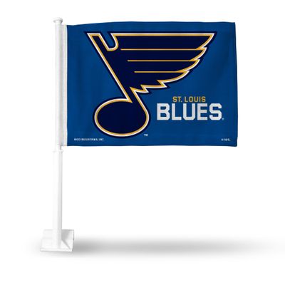 NHL Rico Industries St. Louis Blues Primary Double Sided Double Sided Car Flag - 16" x 19" - Strong Pole That Hooks onto Car/Truck/Automobile