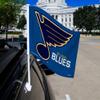 NHL Rico Industries St. Louis Blues Primary Double Sided Double Sided Car Flag - 16" x 19" - Strong Pole That Hooks onto Car/Truck/Automobile view 2