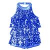 LiiYii Kids Girls Shiny Sequins Halter Neck Top with Shorts 2 Piece Outfit Athletic Dance Unitard Party Stage Costume Royal Blue 6 Years view 3