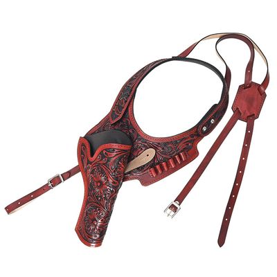 HILASON Western Leather Shoulder Rig Gun Holster 44/45 Caliber Mahogany | Costume Cowboy Belt