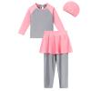 IKADEX Girls Rash Guard Long Sleeve Swimwear Full Body Burkini Muslim Swimsuit Kids Bathing Suit Beachwear Pink 3-4 Years view 4