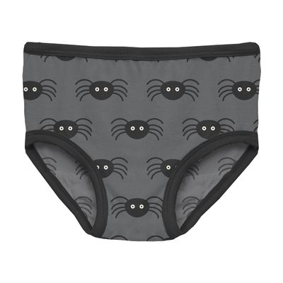 KicKee Printed Girls Halloween Underwear, Incredibly Soft Girl Panties, Snug Fit, All Day Wear, Halloween Holiday Kids Clothing (Stone Spiders - XL-12/14)