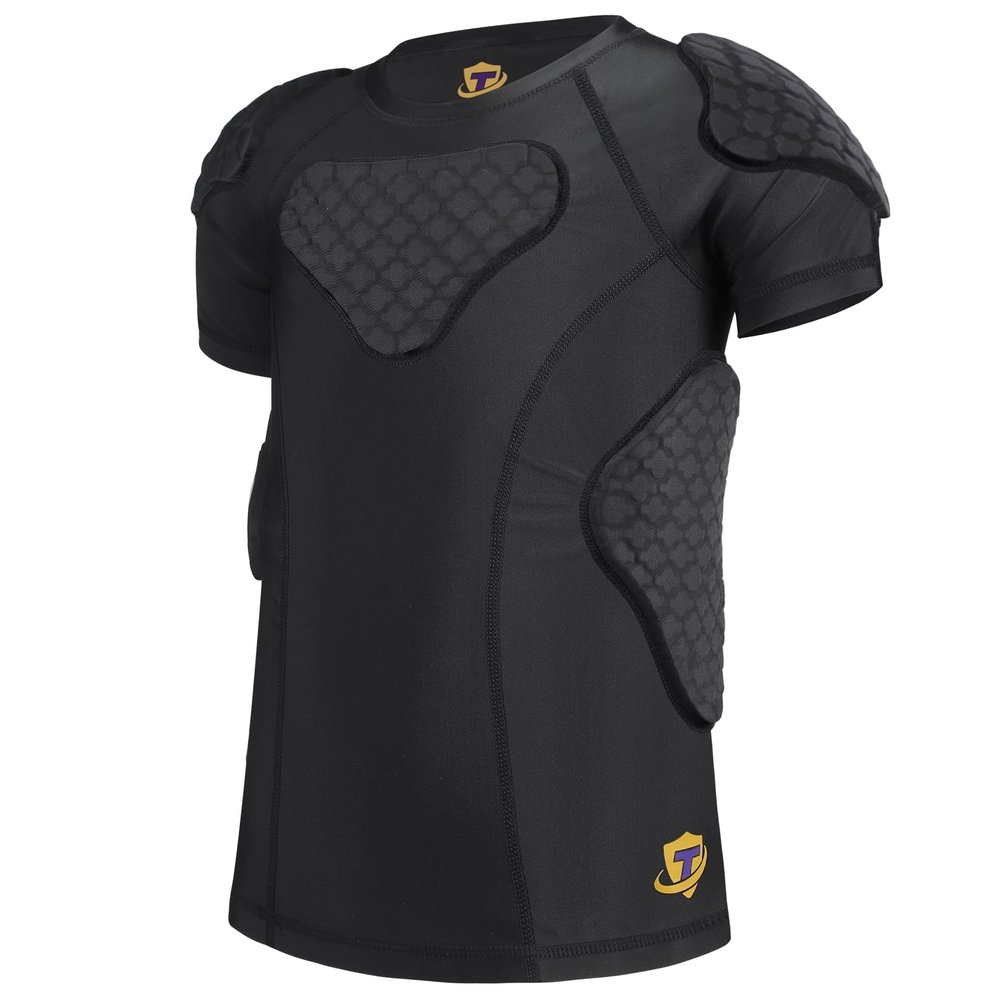 TUOYR Youth Boys Padded Compression Shirt Baseball Chest Rib Protector Heart Guard Sternum Girls Protective Undershirt for Football Basketball Lacrosse