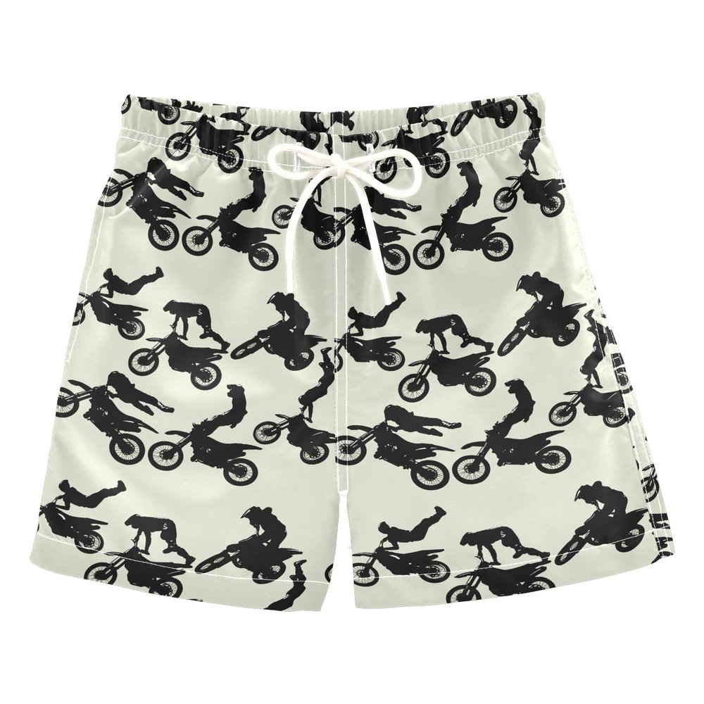 Aflyko Boys' Board Shorts Motocross Riders Little Kid Swim Trunk Girls Swimwear All Day Shorts 4T
