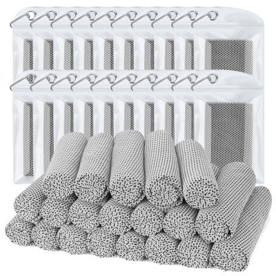 Biange Cooling Towel (Pack of 20, 40"x12") with Pouches for Sports, Workout, Fitness, Gym, Yoga, Golf, Pilates, Travel, Camping & More