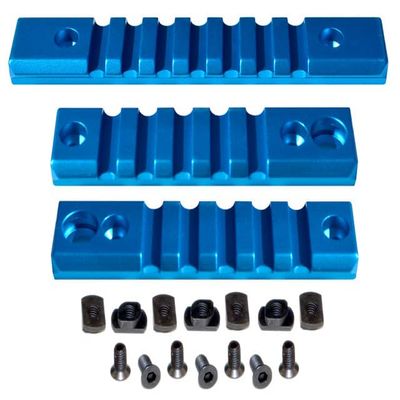 PRESMA Single Picatinny Rail Section Kit for m-lok Style Slots, M-lok to Picatinny Rail Adapter, 3 Piece, Blue