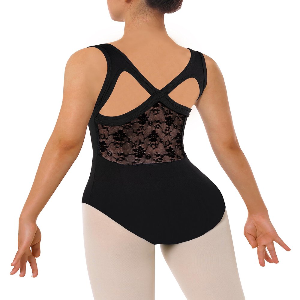 WYHDY Girls Lace Crisscross Back Dance Ballet Leotard Toddler Tank Dancewear(SM6202-06-L) 6-8 Years