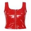 Agoky Women's Zip Up PU Leather Bustier Sleeveless Blouse Crop Cami Tops Sleeveless Vest Red X-Large view 4