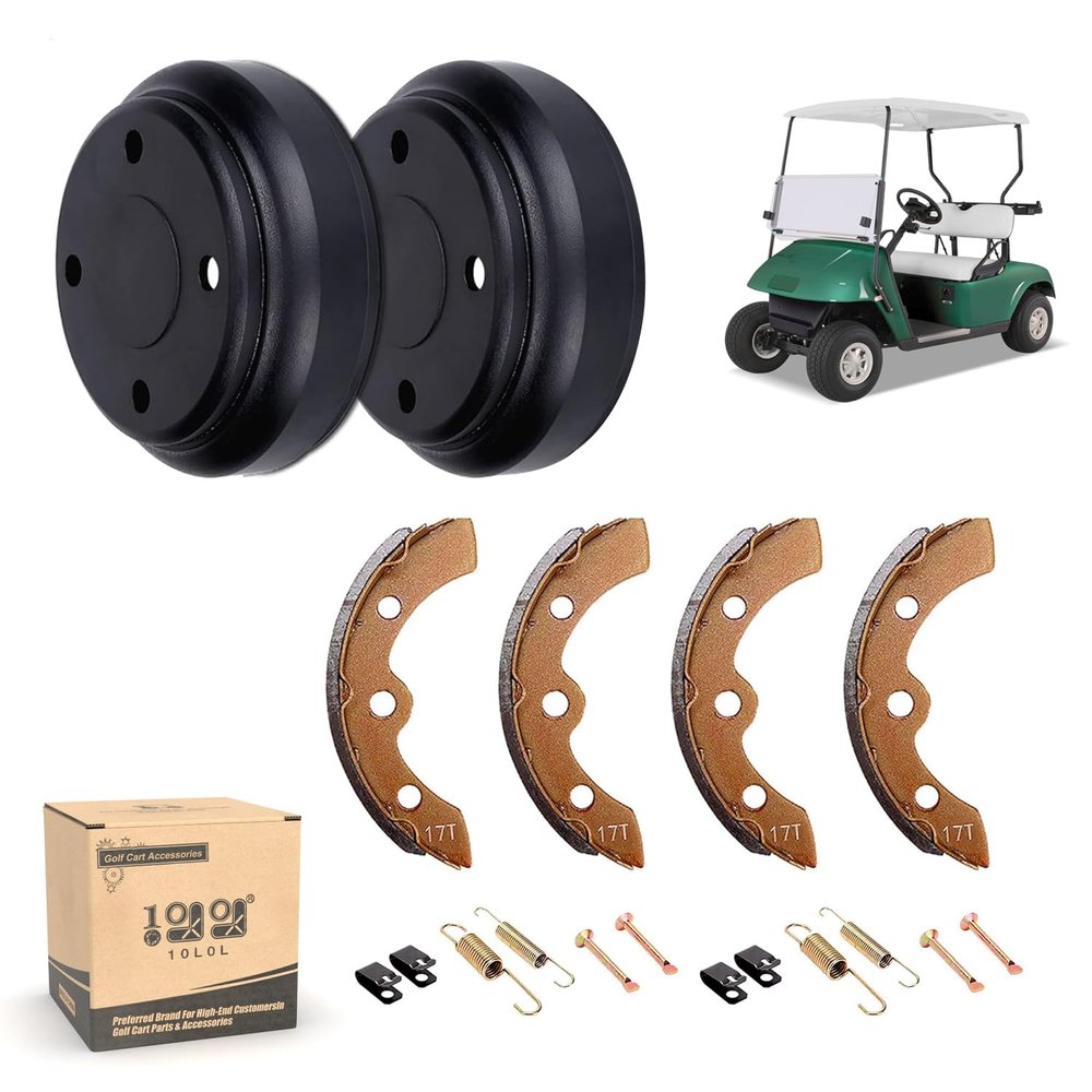 10L0L Golf Cart Brake Drums & Brake Shoes Deluxe Set for Golf Cart Club Cart DS (1995-up) & Precedent (2004-up) with Brake Shoes Spring Kit