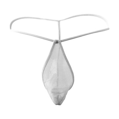 Men Mesh See Through Thongs G String T Back Bikini Underwear Quick Dry Lightweight Breathable Brief Low Rise Underpant (White,X-Large)
