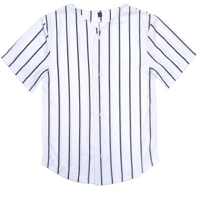 babyhealthy Kids Baseball Jersey Toddler Jersey Button Down Shirt Blank Plain Hip Hop Tees for Boy Girl White/Black Stripe