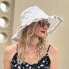 Women Vintage Beach Sun Hats Travel Folding Wide Brim Summer UV Hat (White) view 4