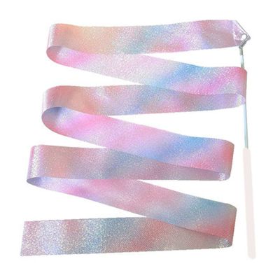 ZZSRJ 1 Glitter Gymnastics Ribbon Dance Ribbon Rhythmic Gymnastics Ballet Spinner Rainbow Stick Training 2M/4M (Color : White, Size : 4M)